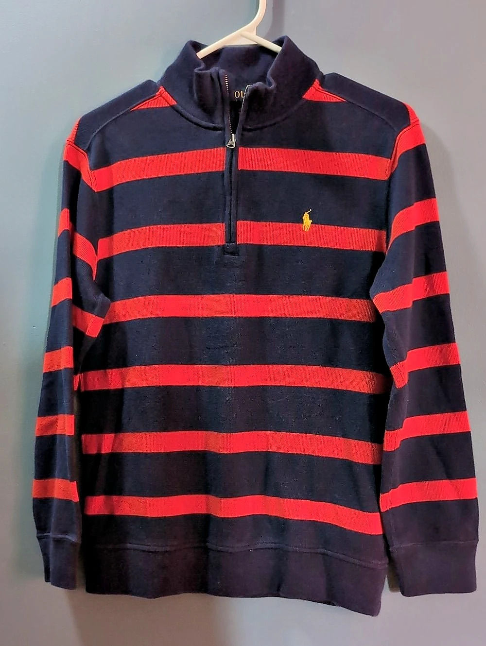 Polo Ralph Lauren Striped Quarter-Zip Pullover Cotton Youth Large 14 16 *B9